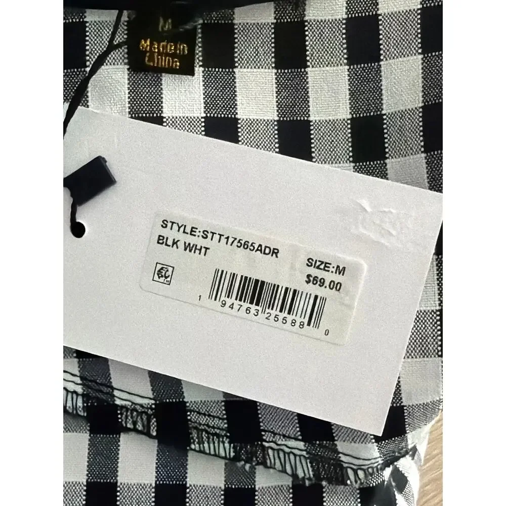 Sugarlips Gingham Top Exaggerated Collar with Bow Women's Medium NEW